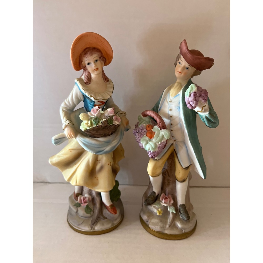 Vintage Brinn's Porcelain Colonial Couple Figurines Made in Japan Set of 2